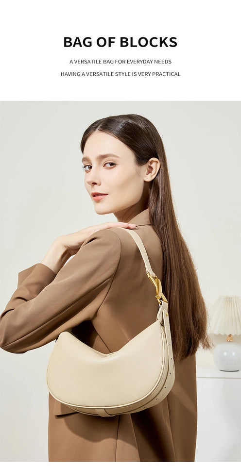 100% genuine leather women's bag designer creates luxury shoulder bag, fashionable new crossbody bag, commuting handbag