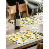 Table Placemats Set of 4 Country Watercolor Lemon Leaf Wipeable Place Mats for Dining Tables Summer White Wildflower Washable T