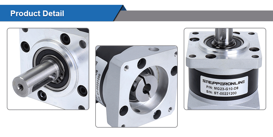 STEPPERONLINE Nema23 Planetary Gearbox Motor Speed Reducer with Ratio 5:1, 10:1, 20:1, 8mm Input for Nema 23 Stepper Motor