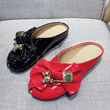 Women Slippers Gold Chain Bear Half Slippers Female Flats Sandals Brand Mullers Plus Size Summer Women Shoes Fashion Bow Slipper
