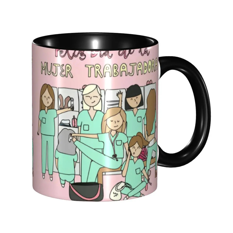 Pink Doctor Nurse Coffee Mugs DIY Customized Enfermera En Apuros Ceramic Milk Tea Mug Cup