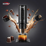 IKAPE Portable Coffee Machine Fit Capsules Ground Coffee Handheld Coffee Maker Manually For Camping Hiking No Heating Function