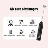 hot Electric Milk Frother Portable Egg Beater Hand Held Coffee Whisk Foam Mixer Rechargeable Kitchen Household Milk Foamer
