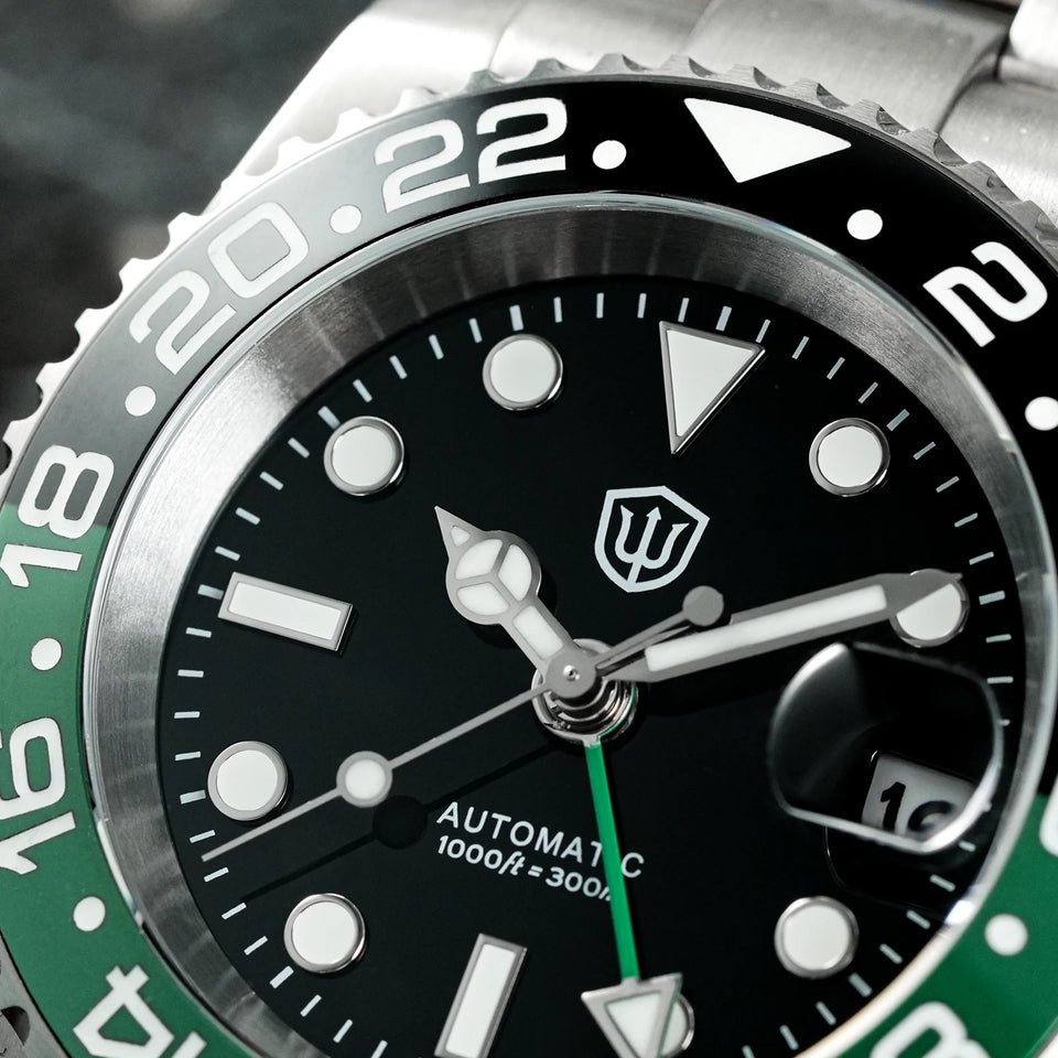 Watchdives WD16760 V2 GMT Watch NH34 Automatic Movement Sapphire Luminous Watches Stainless Steel 300m Waterproof Wristwatch