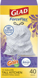 Flexible Kitchen Trash Bags, 13 Gallon, Lavender Scent with Odor Control, 40 Count Pack