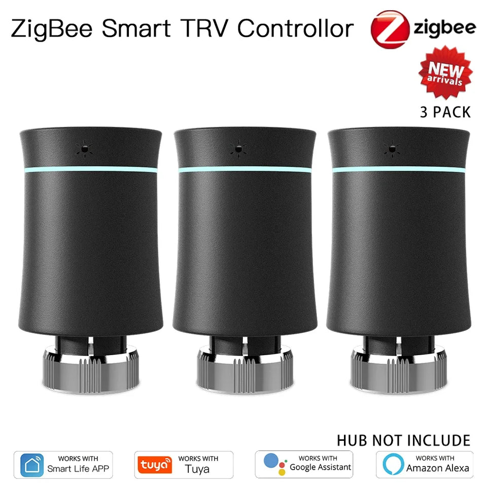 MOES ZigBee3.0 TRV New Radiator Actuator Valve Tuya Smart Programmable Thermostat Temperature Heater Alexa Voice Control