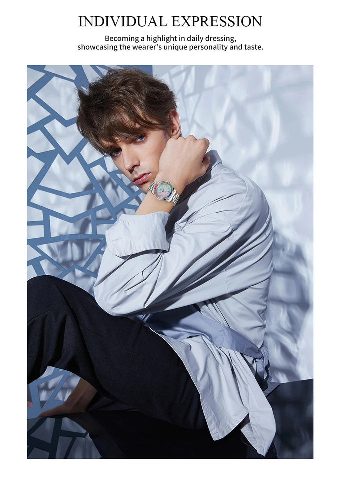 2024WINNER Original Colored Diamonds Mechanical Waterproof Men's Watch Automatic Movement Stainless Steel Luxury Watches