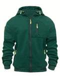Multiple pockets and Zippers Men's Fashion Hoodie Sweatshirt Autumn Winter Cardigan Casual Clothing