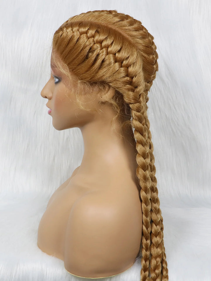 KIMA New Arrival 26 Inches Braided Wigs Synthetic Lace Front Hair Wig With Baby Hair for Black Women