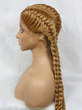 KIMA New Arrival 26 Inches Braided Wigs Synthetic Lace Front Hair Wig With Baby Hair for Black Women