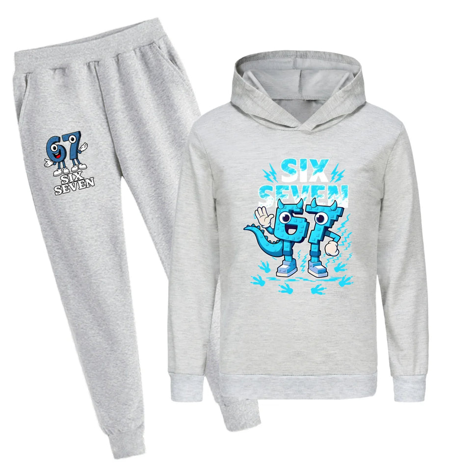 Kids Clothes Steal a Brainrot Six Seven 6-7  Baby Girls Hooded Sweatshirt Pants 2pcs Set Boys Autumn Pullover Tracksuits 5192