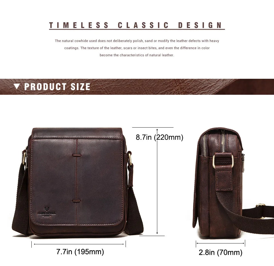 Fashion Crazy Horse Leather Men's Messenger Bag Flap Large Capacity Crossbody Bag Top Quality Shoulder Bag Sling Bag Tote