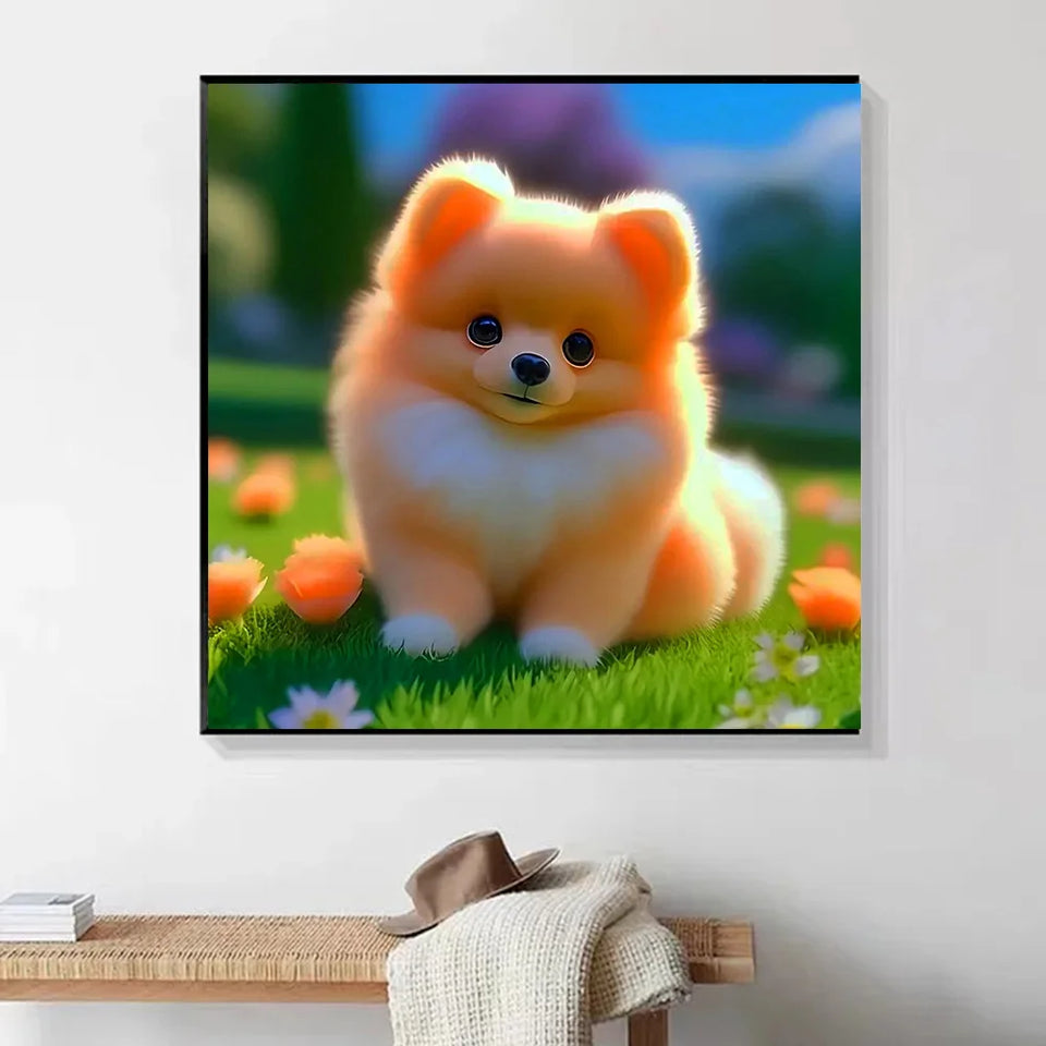 Huacan New Arrivals Diamond Painting Animal Dog Diy Full 5d Mosaic Flower Rhinestone Pictures at Home Decor Craft Kit