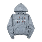 Y2k American Gray Gothic Retro pattern Printed Pullover Hoodie Men and Women Hip Hop Fashion Jogger Casual Oversized Sweatshirt