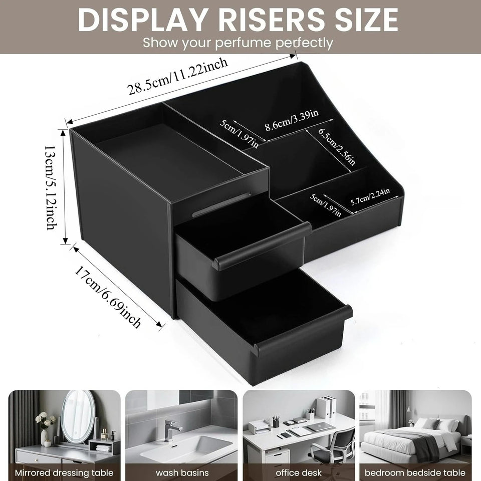 Cologne Organizer For Men, Cologne Holder For Dresser, Perfume Stand, Bathroom Countertop Organizer With Drawers Counter Storage
