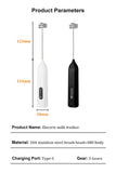 Electric Milk Frother Wireless Coffee Whisk Mixer Electric Blender Egg Beater Mini Frother Handle Stirrer Cappuccino Maker