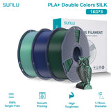 SUNLU Silk PLA PLUS 3D Filament 1.75mm Double Colors Silk Textures Pla+ Gradient Colors Filament for Most FDM 3D Printer 3KG