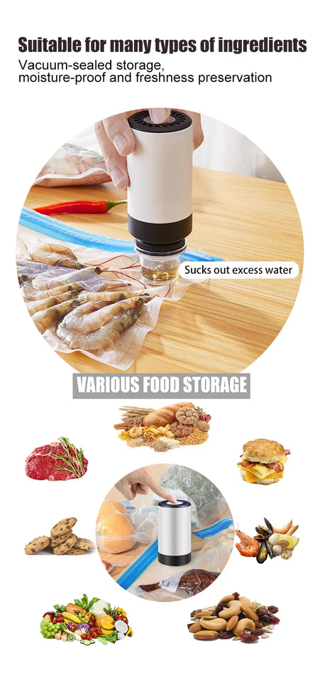 handheld vacuum sealer for Food Storage，Portable  vacuum sealer，Avoid cross contamination of food+ 50  vacuum seal bags