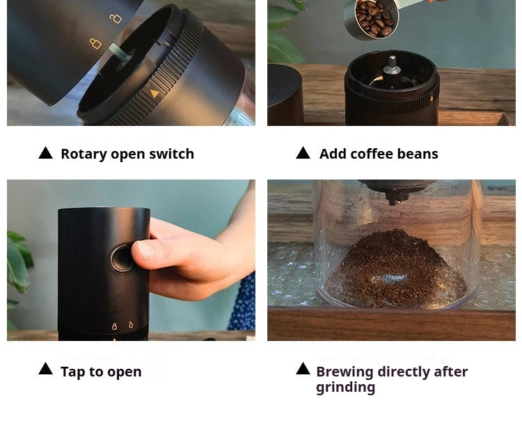 Portable Electric Coffee Grinder with USB Charging Adjustable Ceramic Grinding Core Long Endurance for Outdoor Travel