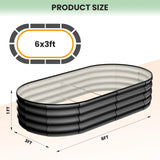 2-Pack Oval Galvanized Steel Raised Garden Bed Open Base Safety Edge Metal Planter Box Raised Beds for Vegetables Flowers Herbs