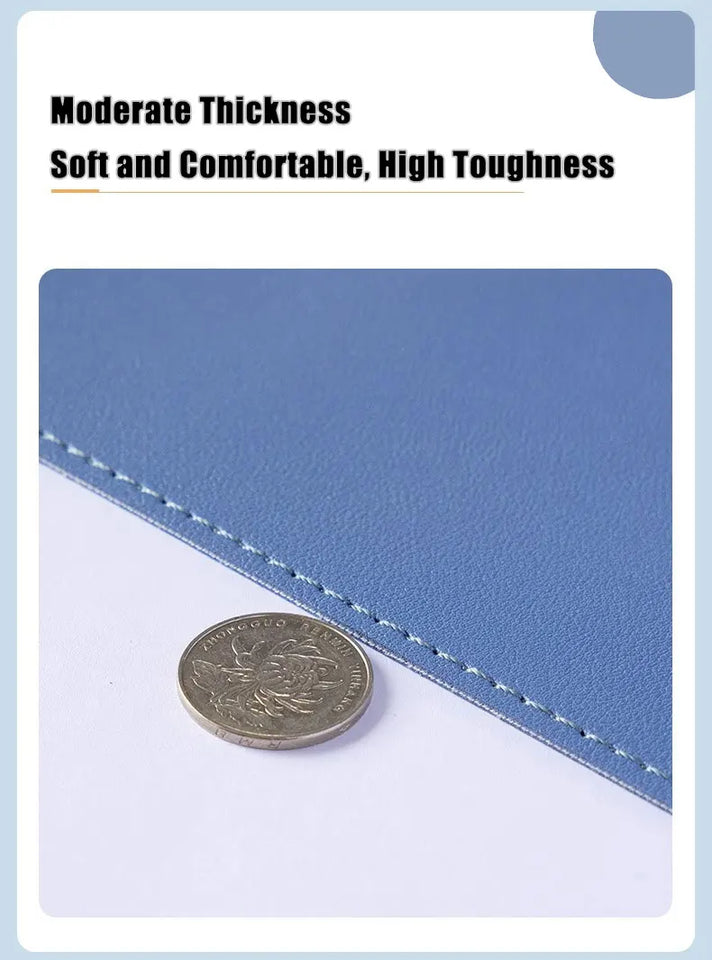 Leather Desk Pad Protector,Large Mouse Pad,Office Desk Mat,Non-slip PU Suede Leather with Stitched Edges Desk Blotter,Office mat
