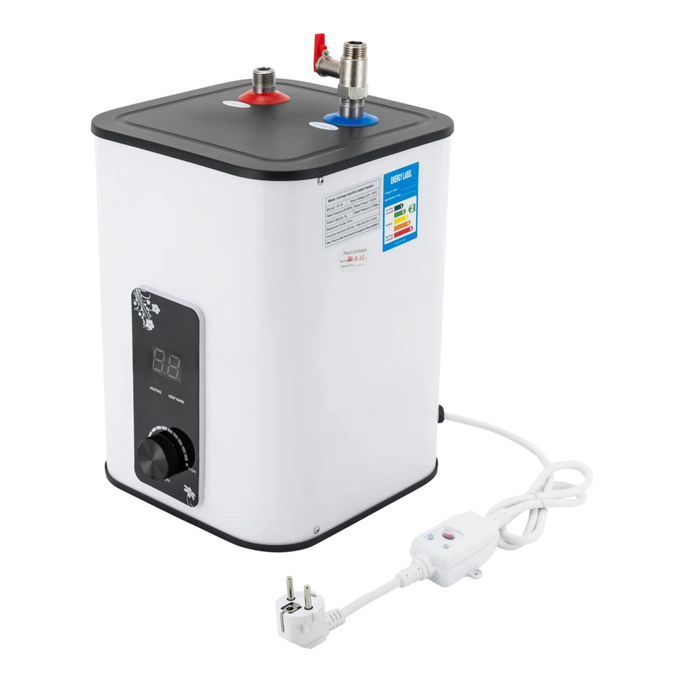 1500W 8L Electric Water Heater Instant Under Sink Stainless Steel Tank Fast Heating IPX4 Safe for Kitchen Bathroom RV SY-8