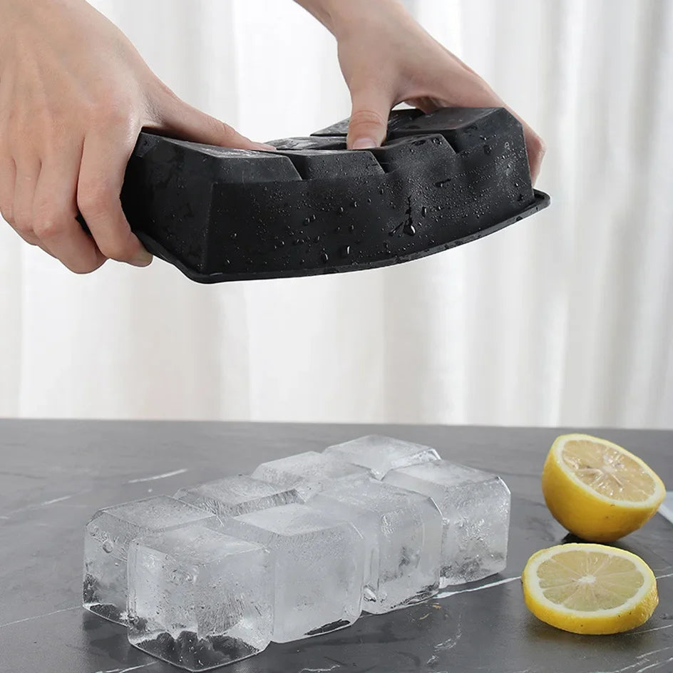 Ice Cube Tray Silicone Ice Ball Freezer Mold Square Ice Cube Maker with Lid 4/6/8 Grids for Whiskey Cocktail Coffee Accessories