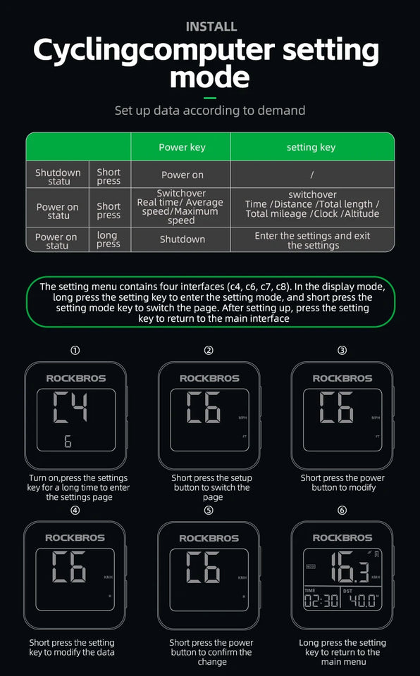 ROCKBROS Bike Computer GPS Speedometer Road Bike MTB IPX6 Waterproof Wireless Stopwatch Cycling Odometer Bicycle Accessories