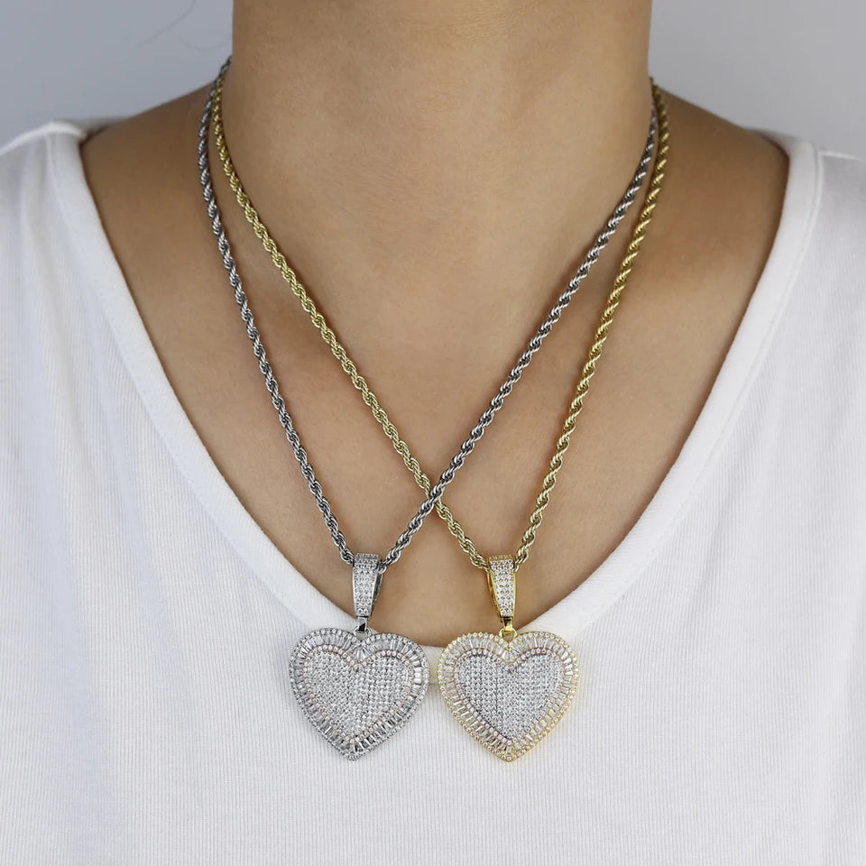 2026 New Arrivals Shiny Heart Shaped Pendant Necklace Micro Pave Bling Cubic Zirconia For Women Fashion Valentine's Day Gift
