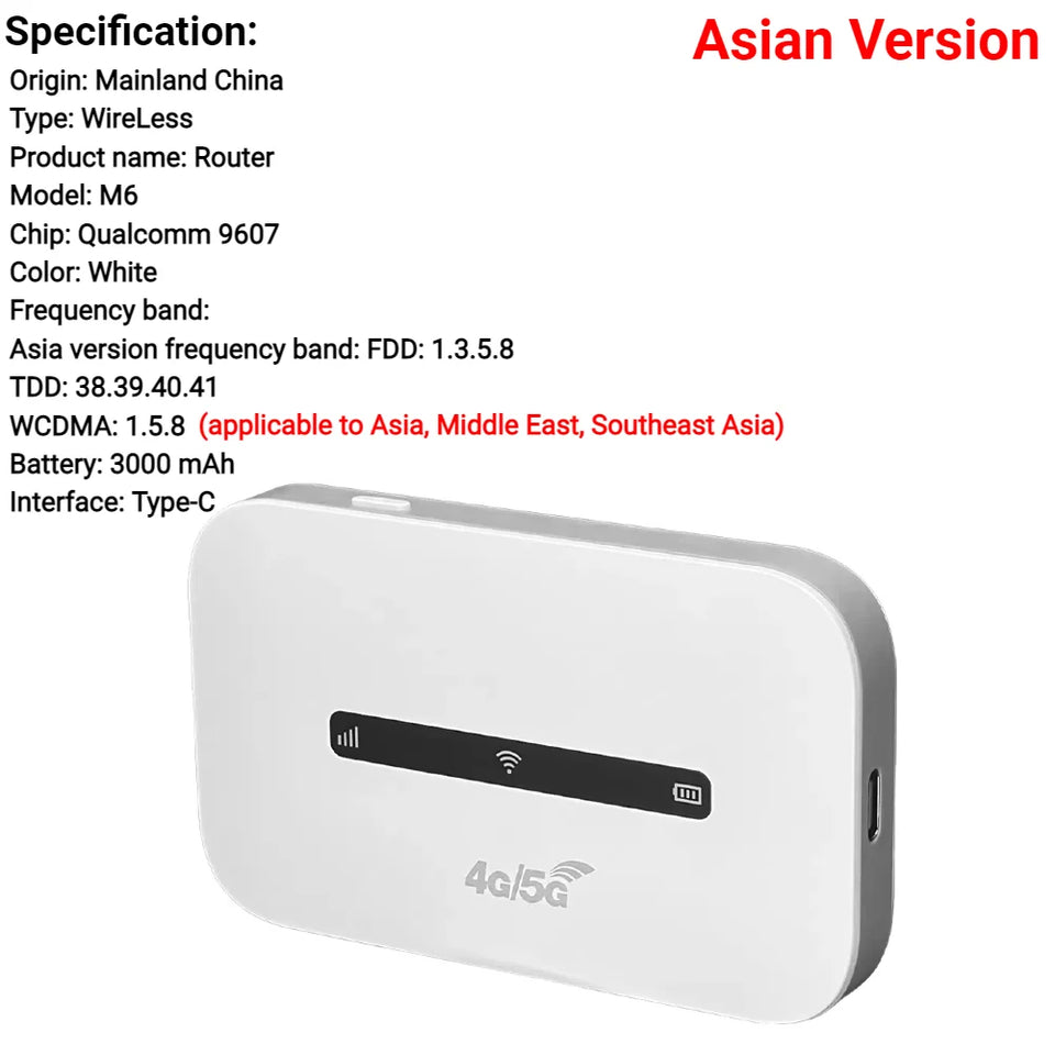 4G LTE Mobile WiFi Router 150Mbps Wireless Internet Router with SIM Card Slot Pocket Mobile Hotspot for Home Office Car Travel
