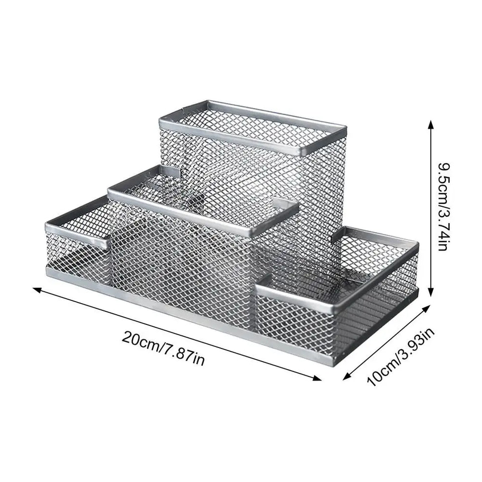 Pen Containers For Desk Office Stationery Storage With 4 Grid Desk Organizer Storage For Desktop Home School Bedroom Countertop