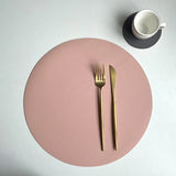 1/6/10 Sets Round PU Leather Placemats & Coaster Set Oil-Proof Waterproof Insulation Mat for Kitchen Coffee Shop Christmas Decor