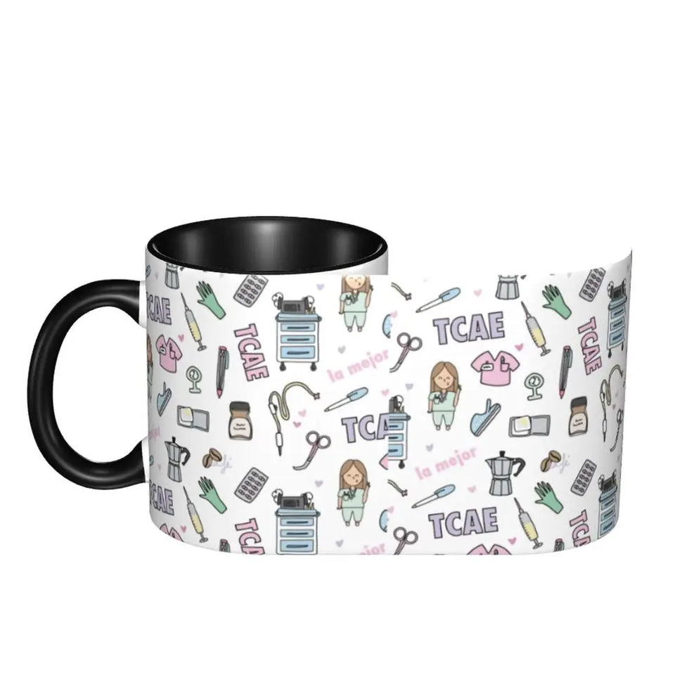 Pink Doctor Nurse Coffee Mugs DIY Customized Enfermera En Apuros Ceramic Milk Tea Mug Cup