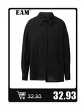 [EAM] Black Irregular Knot Sweatshirt New Stand Collar Long Sleeve Women Big Size Fashion Tide Spring Autumn 2026 1DJ1848
