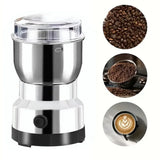 Electric Coffee Bean Grinding Grinder Multipurpose Kitchen Cereal Nuts Beans Spices Grains Grinding Tool for Home Office Outdoor