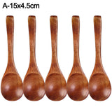 1-10PCS Long Hand Wooden Spoon Ellipse Ladle Sets Tea Coffee Honey Stir Spoons Kitchen Spice Scoops Tableware Stirrer Teaspoons