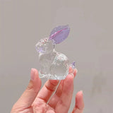 Crystal Rabbit Bunny Figurine Collectibles Spring Easter Decoration Glass Art Animal Paperweight Ornament Creative Gift
