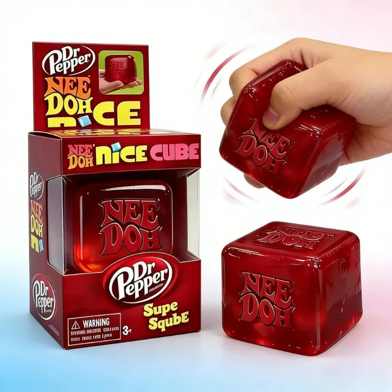 2026 NeeDOH Nice Cube Super Squeeze Sensory Fidget Toy Translucent Red Stress Relief Squishy Cube for Kids Adults Anxiety Relief