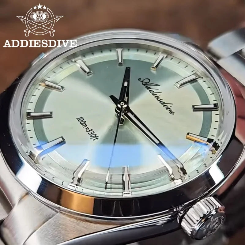ADDIESDIVE AD2066 Men's Luxury Watch 10Bar Waterproof BGW9 Super Luminous 316L Stainless Steel reloj hombre VH31 Quartz Watches