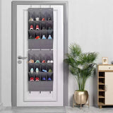 Multi-pockets Wall Storage Bag Large Over Door Hanging Shoe Organiser Behind Doors with 4 Metal Hooks Shoes Rack Storage Bags
