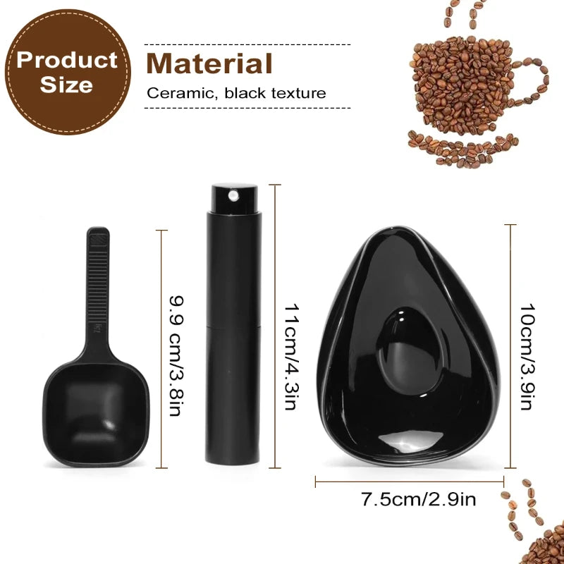 Leeseph Coffee Bean Dosing Cup and Spoon Set, Ceramic Dosing Vessel Measuring Tray Kit for Coffee or Tea,  Espresso Accessories