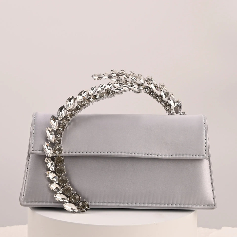 Luxury Diamond Evening Bag Clutch Satin Women Designer Handbags Crystal Silk Shoulder Crossbody Bags for Women Wedding Box Bag
