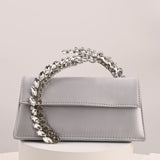 Luxury Diamond Evening Bag Clutch Satin Women Designer Handbags Crystal Silk Shoulder Crossbody Bags for Women Wedding Box Bag