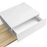 Rosahqnda coffee table side tables coffee table tables with glass and LED effect, high gloss white
