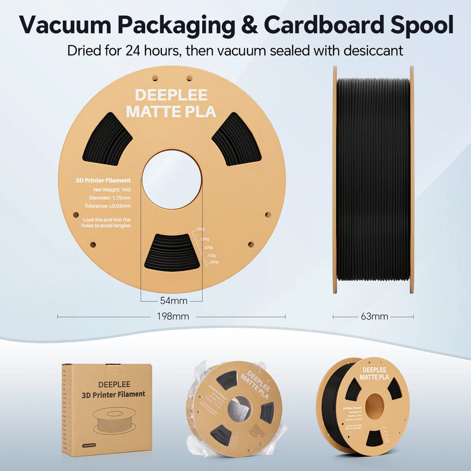 DEEPLEE Matte PLA Filament 1KG,1.75mm FDM 3D Printer Filament Dimensional Accuracy +/- 0.02mm, 1kg Carboard Spool (2.2lbs)