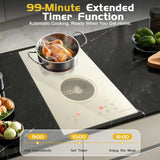 NOXTON Ceramic Hob, Built-in 2 Zone Electric Hobs 29 x 52cm Noise-free Auto Shut-off Safe Lock Heat Indicator Black Glass Panel