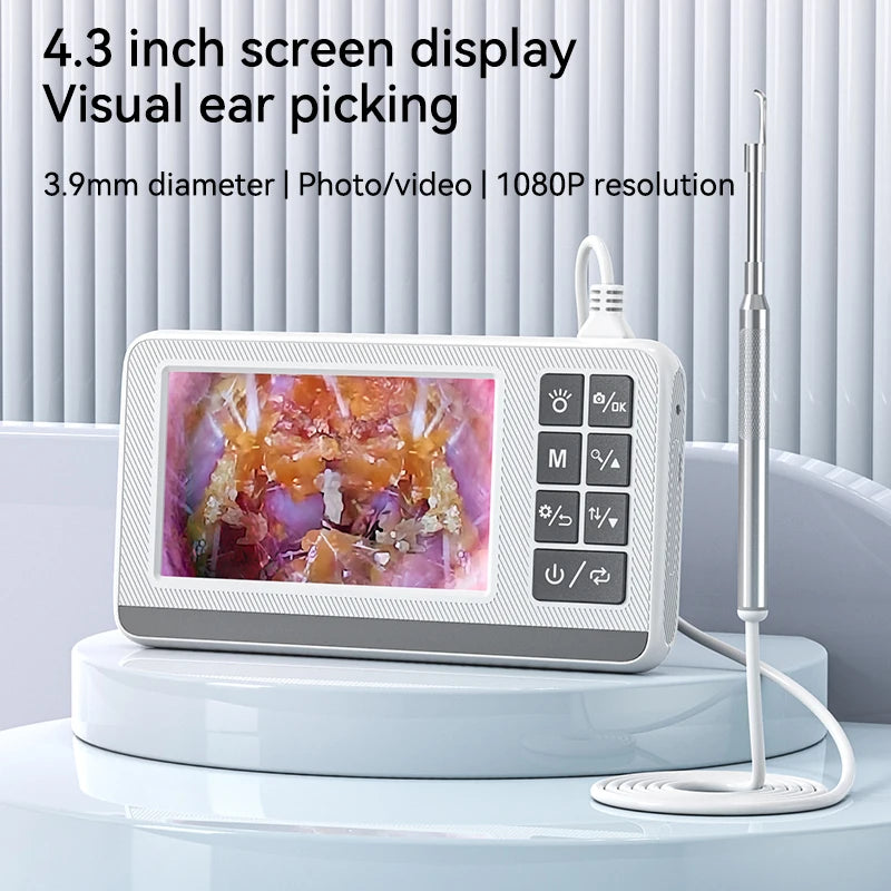 Ear Otoscope With 6LED Lights 3.9mm Ultra-Thin 1080PHD Smart Visual Ear Camera Digital Otoscope for Kids and Adults
