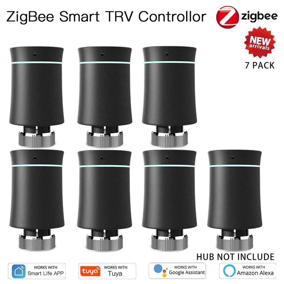 MOES ZigBee3.0 TRV New Radiator Actuator Valve Tuya Smart Programmable Thermostat Temperature Heater Alexa Voice Control