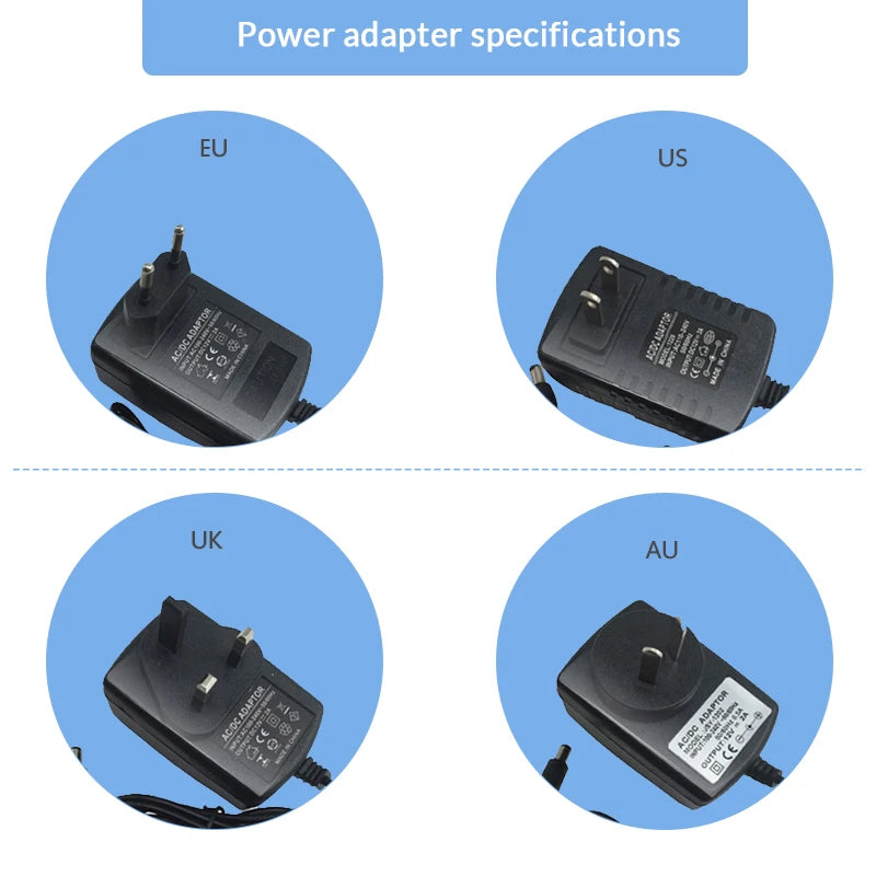 AC 110-240V DC 12V 1A 2A 3A 5A 6A 8A Universal Power Adapter Supply Charger adapter Eu Us Au Uk for 5M 10M 30M LED Light Strips