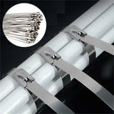 Metal Cable Ties Stainless Steel Self Locking Fastening Rings Heavy Duty Cables Tie Strap Exhaust Wrap Organizer For Home Office